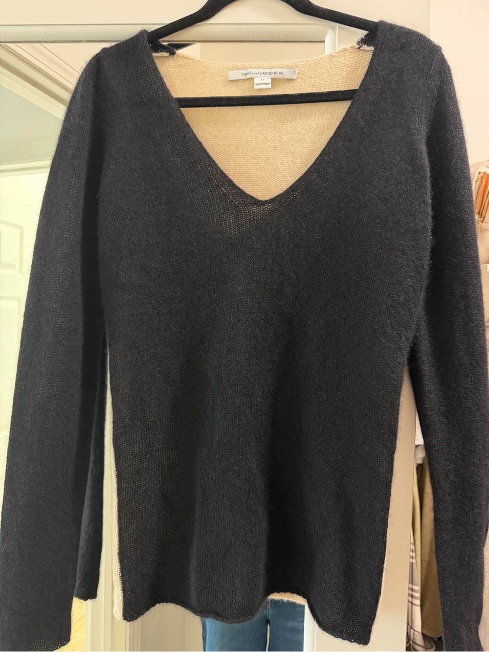 Diane Von Furstenberg Black V-Neck Sweater